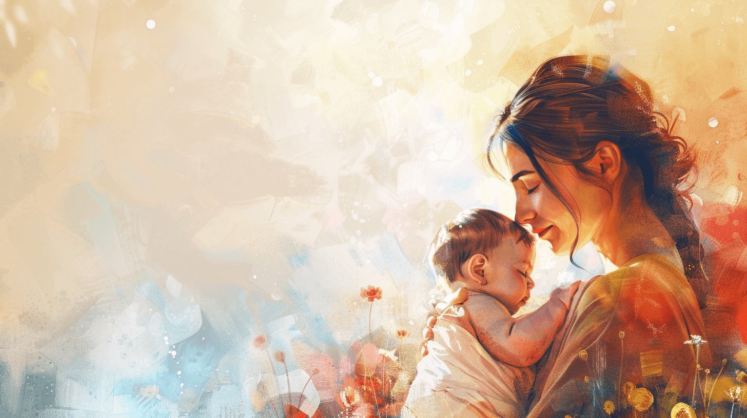 Anxious new mother holding baby - postpartum anxiety